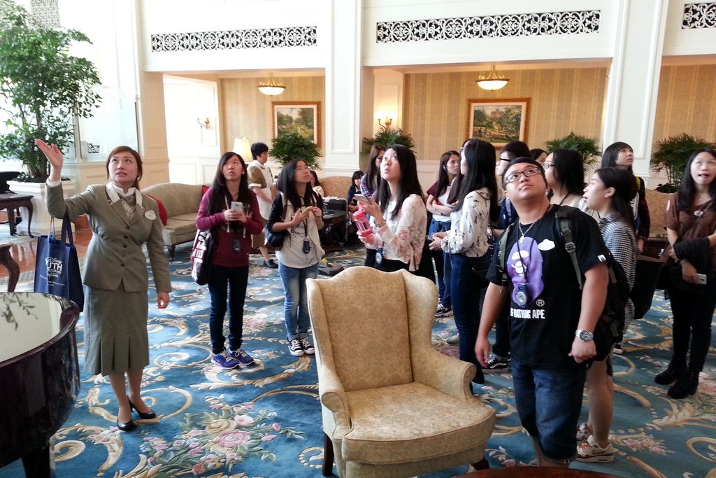 Students discovered the intricate architectural design in the Hong Kong Disneyland Hotel. 