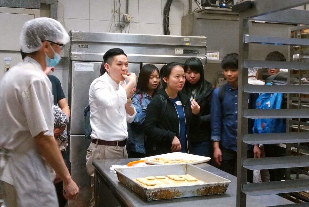 Students enjoy visiting the bakery kitchen to experience the baking process. 