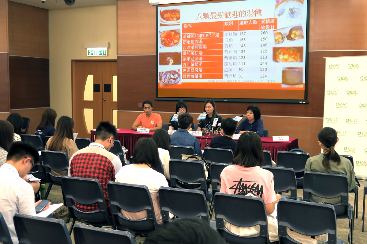 國際學院同學今年在食德好擔任暑期實習生，幫忙舉辦環保教育活動，推廣低碳生活，並於發布會中講述是次調查的結果。