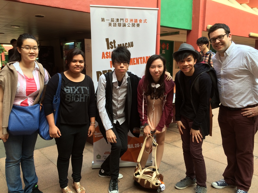 CIE debaters and coach at the Macau Polytechnic Institute, the tournament venue.