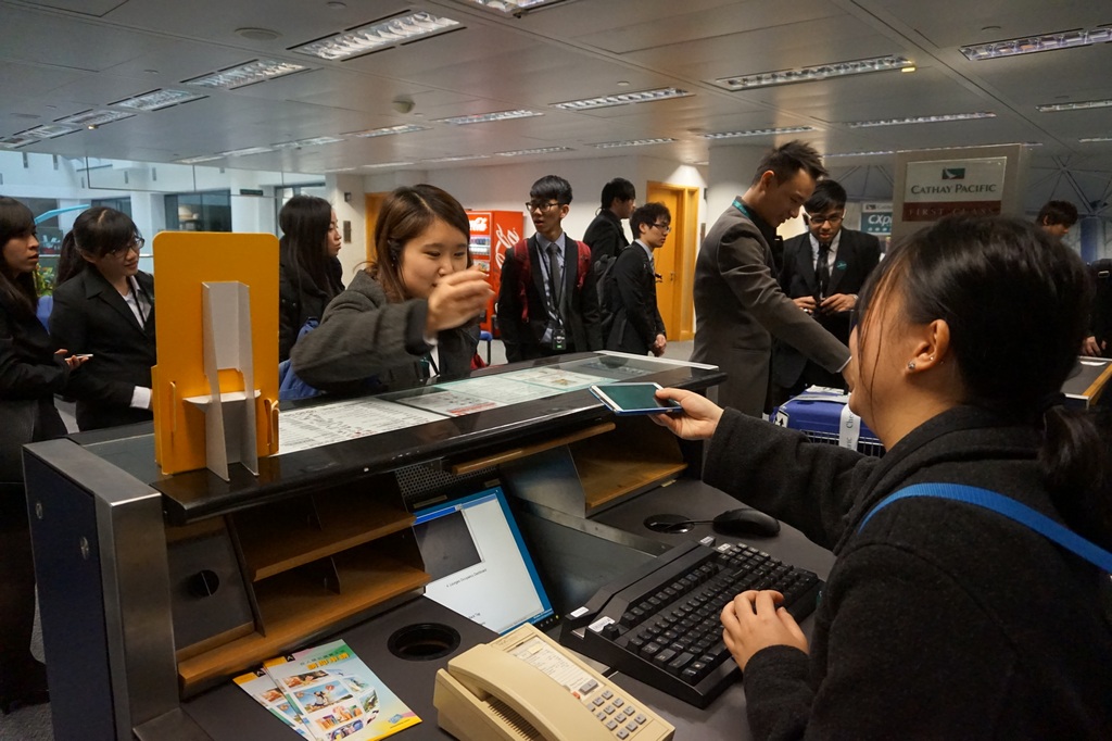 CIE students in the check in Mock Up.