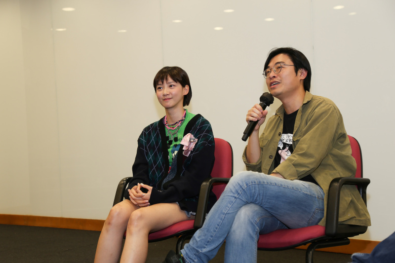 導演林森先生及女主角袁澧林小姐親臨出席座談會，與現場學生分享拍攝點滴。