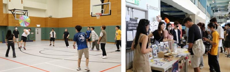 学生发展中心准备了多个运动小游戏，新生可透过挑战体能来展示实力。学术学会及兴趣小组一连几天设置宣传摊位，让同学了解校园精彩的活动。