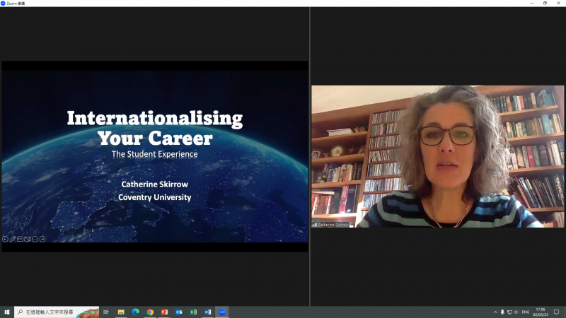 英国高云地利大学(Coventry University of U.K.) 讲师 Ms. Catherine Skirrow与参加者分享海外工作和实习所需要的准备事项。